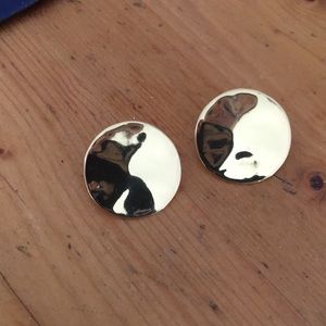 J Crew Gold Hammered Disc Earrings